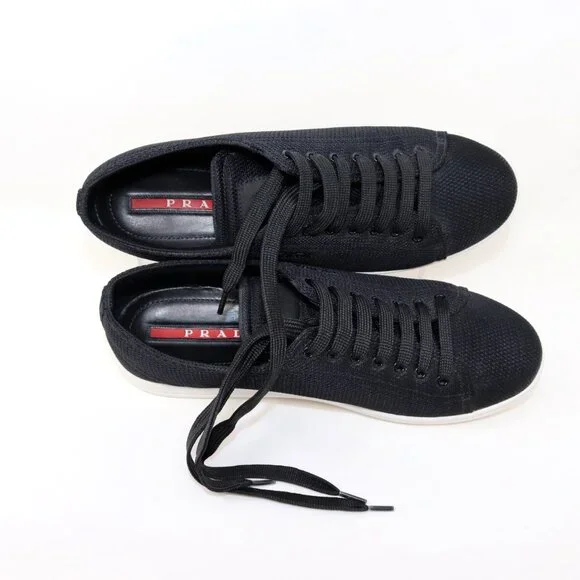 Prada 41 Black Sneaker Mesh Knit Fabric 3E6187 - Picture 10 of 12